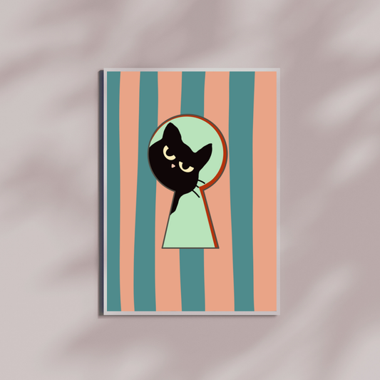 Through the Keyhole Cat Art